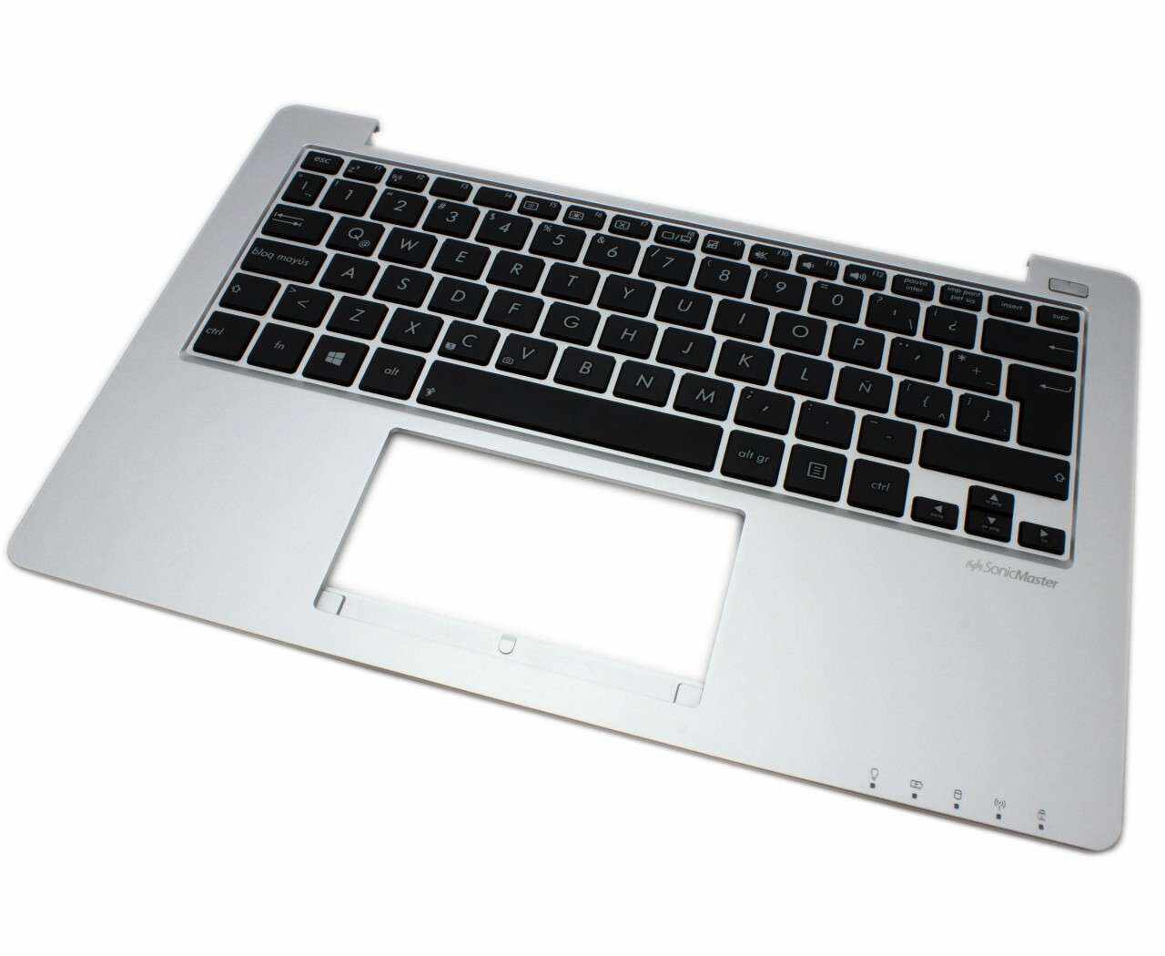 Tastatura Asus VivoBook X201E neagra cu Palmrest argintiu