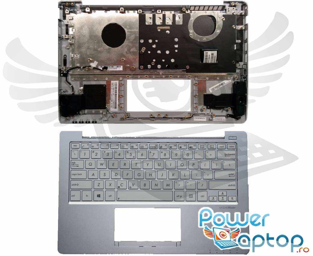 Tastatura Asus VivoBook S200E alba cu Palmrest argintiu