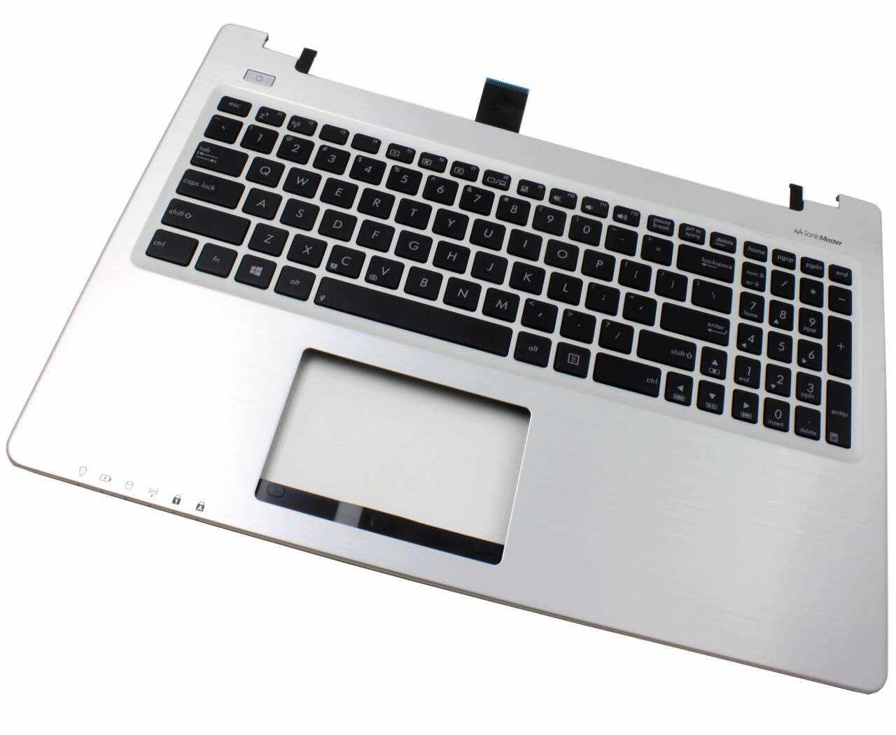 Tastatura Asus K56CA neagra cu Palmrest argintiu