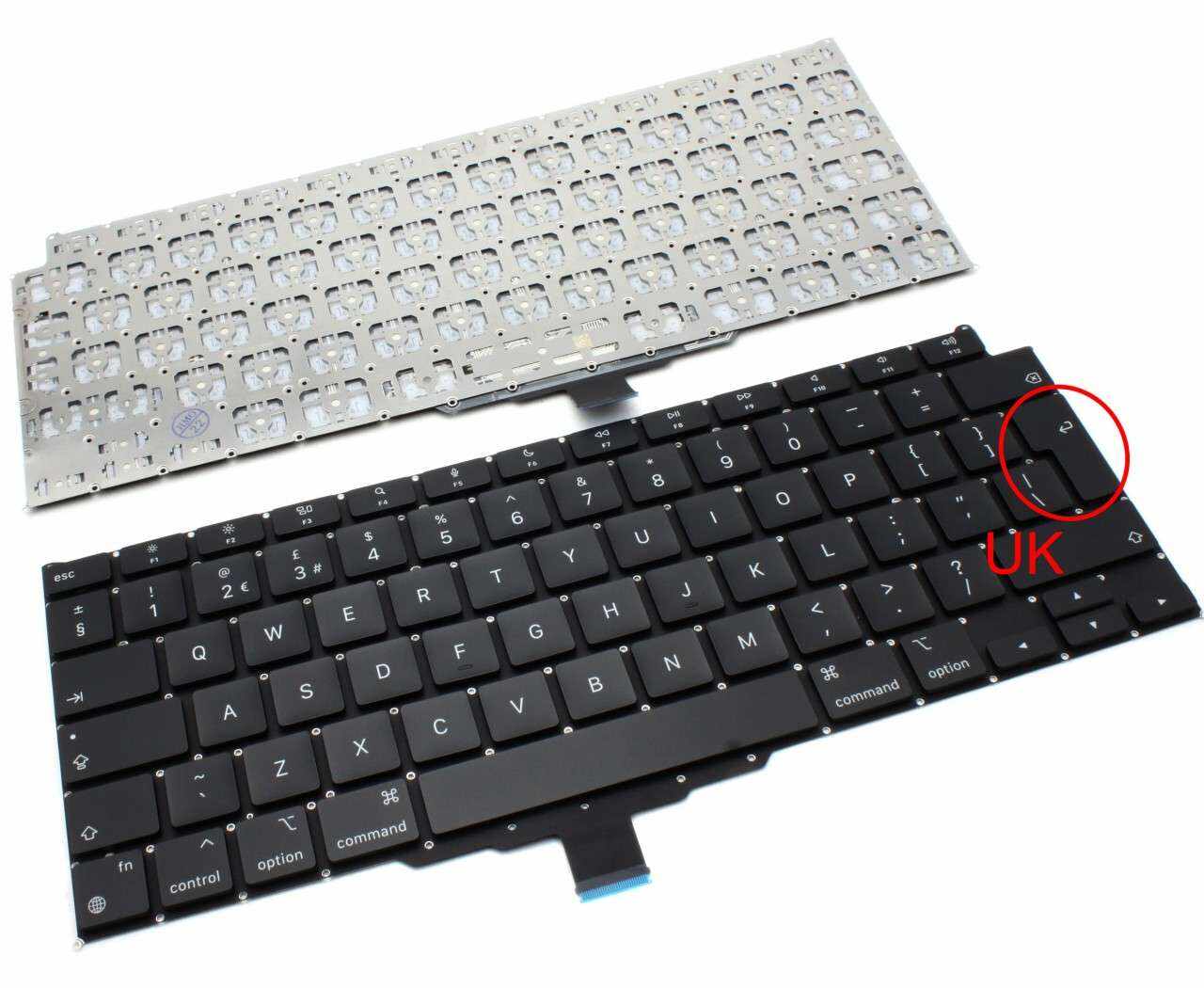Tastatura Apple MacBook Air Retina M1 13 A2337 2020 iluminata layout UK fara rama enter mare